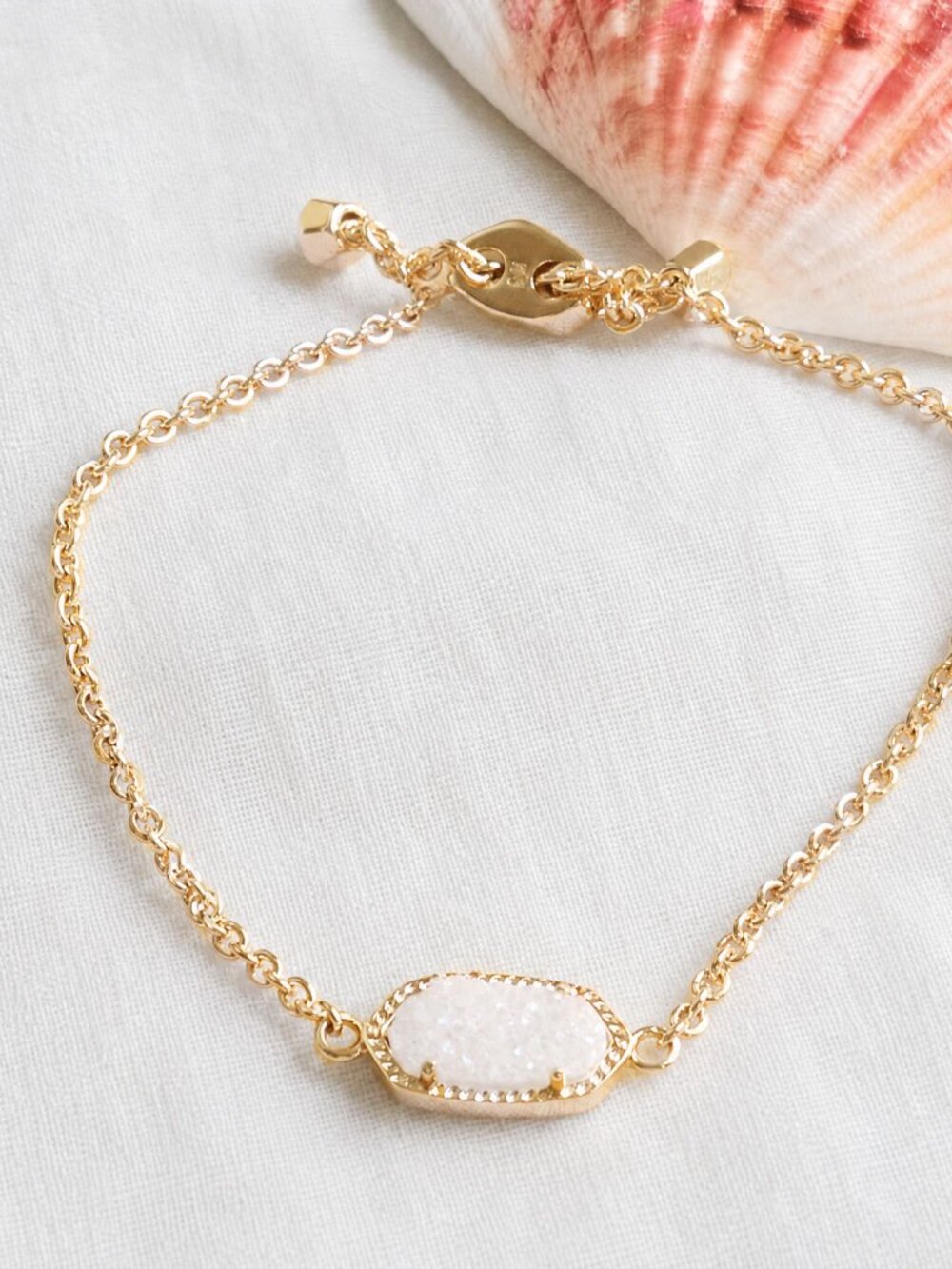 Kendra Scott Elaina Gold Iridescent Drusy Adjustable Chain Bracelet - Picture 2 of 2